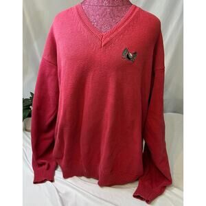 Vintage John Ashford‎ Golf V Neck Cotton Knitted Sweater Size XL